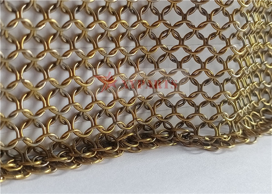 Нержавеющая сталь занавеса сетки чейнмайл цвета золота для дизайна интерьера